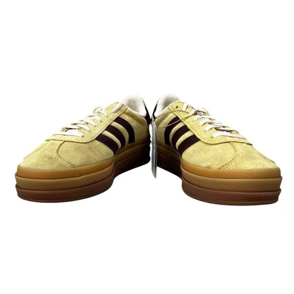 Adidas Originals Gazelle Bold Yellow Maroon White Shoes IF5937 Women's Sz 8 - 10