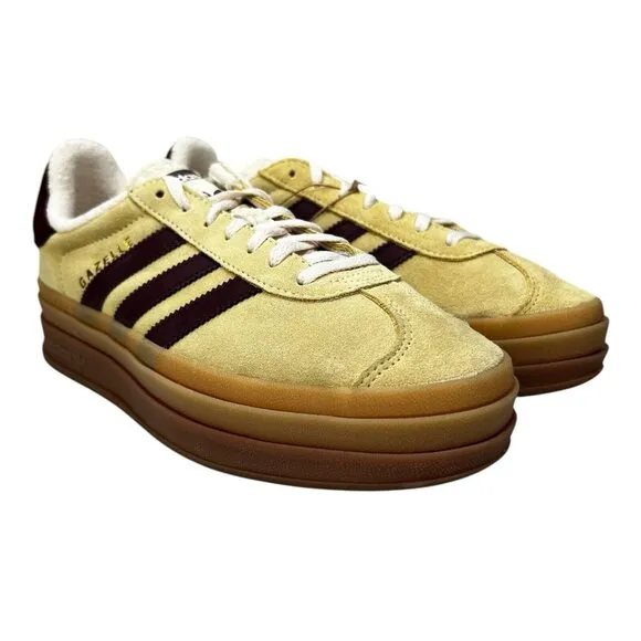 Adidas Originals Gazelle Bold Yellow Maroon White Shoes IF5937 Women's Sz 8 - 10
