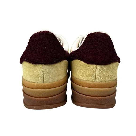 Adidas Originals Gazelle Bold Yellow Maroon White Shoes IF5937 Women's Sz 8 - 10