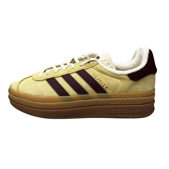 Adidas Originals Gazelle Bold Yellow Maroon White Shoes IF5937 Women's Sz 8 - 10