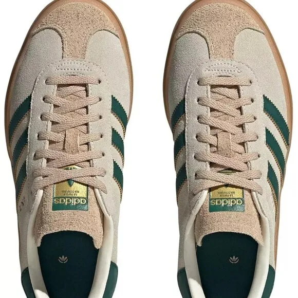 adidas Originals Women's Gazelle Bold Shoes Color Cream_Green