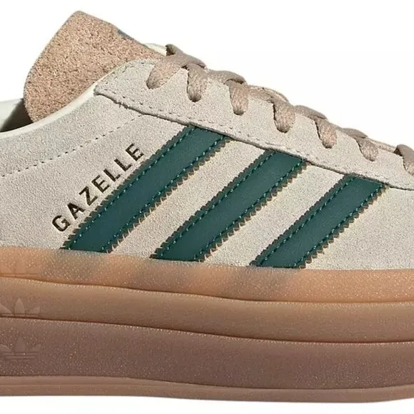 adidas Originals Women's Gazelle Bold Shoes Color Cream_Green