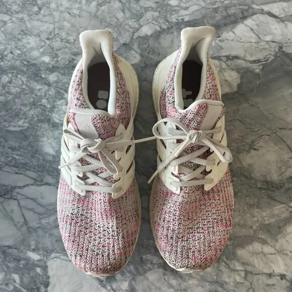 adidas Performance Boost Lace up Running Shoes White Red 7.5