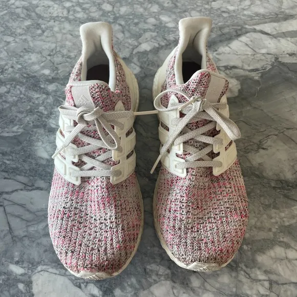 adidas Performance Boost Lace up Running Shoes White Red 7.5