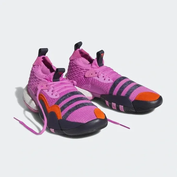 adidas Pink and Orange Athletic Shoes with Bold Toe Cap and Iconic Stripes