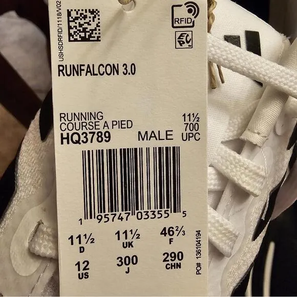 Adidas RunFalcon 3.0 mens sneakers size 12. New in box