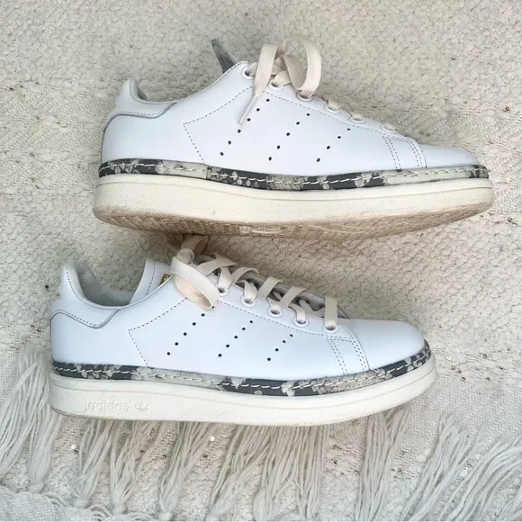 Adidas Stan Smith New Bold Sneakers White/Snake Print Leather Shoes 5.5 men/boys