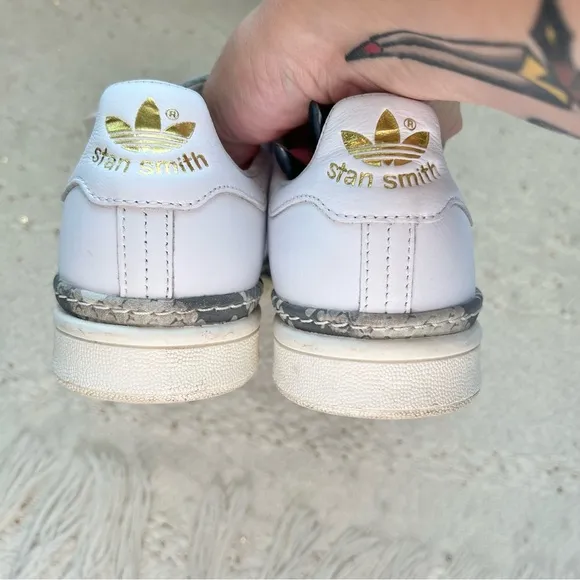 Adidas Stan Smith New Bold Sneakers White/Snake Print Leather Shoes 5.5 men/boys