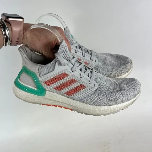 adidas Ultraboost 20 Sneakers Women's 8 Gray White athletic Running Shoes