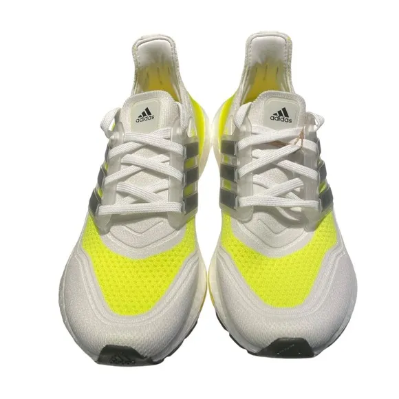 Adidas UltraBoost 21 J White Solar Yellow FZ2929 Pink Black Running Shoes SIZE 4