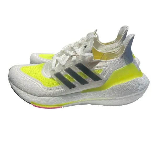 Adidas UltraBoost 21 J White Solar Yellow FZ2929 Pink Black Running Shoes SIZE 4