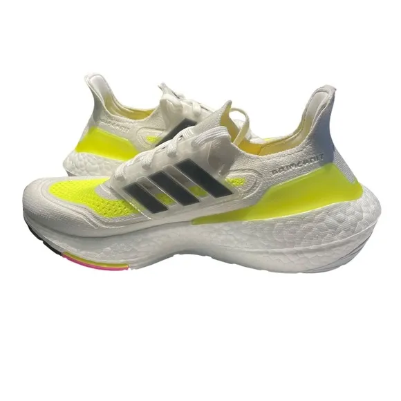 Adidas UltraBoost 21 J White Solar Yellow FZ2929 Pink Black Running Shoes SIZE 5