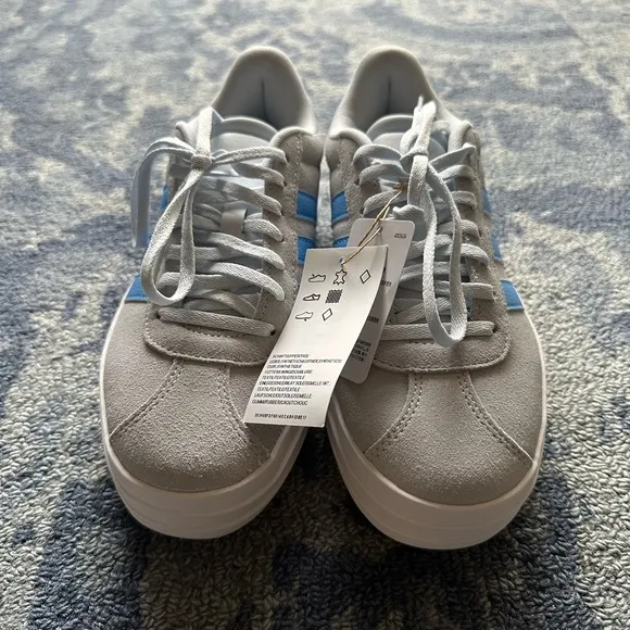 Adidas VL COURT BOLD SHOES KIDS, size 5.5. Grey and Blue. NWT
