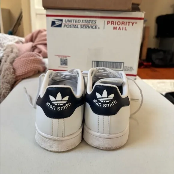 Adidas White and Navy Stan Smiths