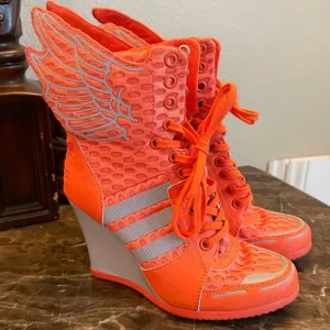 Adidas Women's Orange Winged Wedge Sneakers *Limited Edition Jeremy Scott Collab