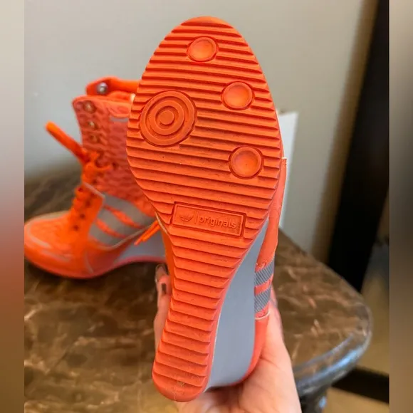 Adidas Women's Orange Winged Wedge Sneakers *Limited Edition Jeremy Scott Collab