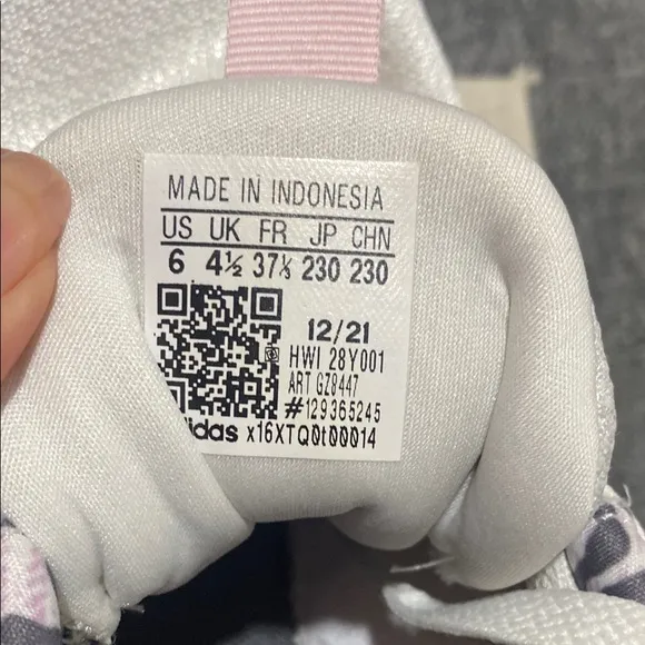 Adidas Women's White Sneakers with Pink Accents