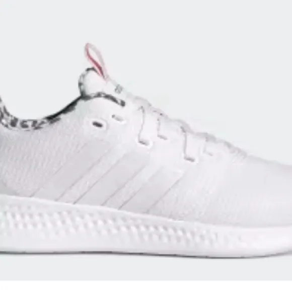 Adidas Women's White Sneakers with Pink Accents