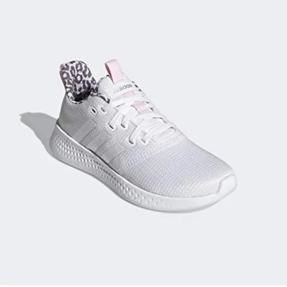 Adidas Women's White Sneakers with Pink Accents