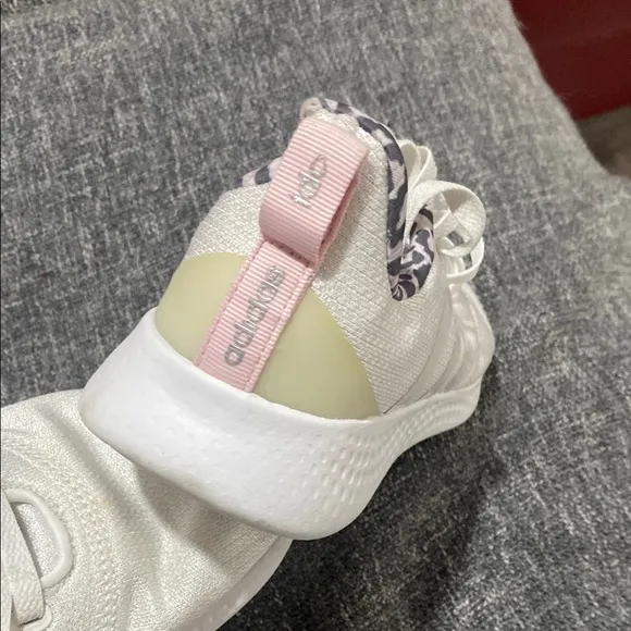 Adidas Women's White Sneakers with Pink Accents