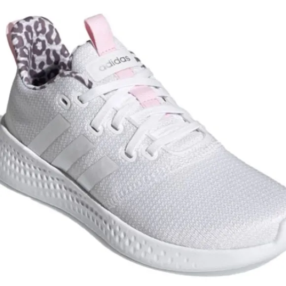 Adidas Women's White Sneakers with Pink Accents