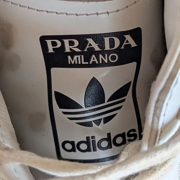 Adidas x PRADA Collab Cloud White &amp; Black Superstar Trainers Shoes Womens Sz 5.5