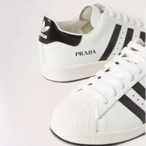 Adidas x PRADA Collab Cloud White &amp; Black Superstar Trainers Shoes Womens Sz 5.5