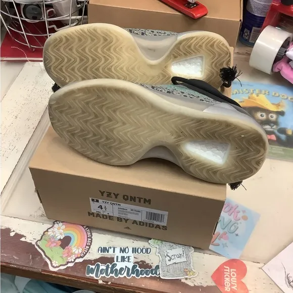 Adidas Yeezy Youth Gray and Green Sneakers