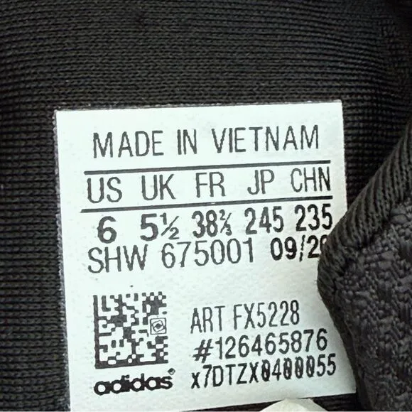 Adidas ZX 2K Boost Bold Logo Graphic Black Running Shoes Size 6