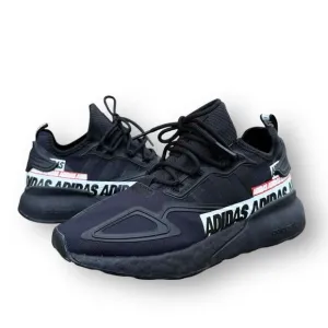 Adidas ZX 2K Boost Bold Logo Graphic Black Running Shoes Size 6