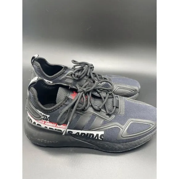 Adidas ZX 2K Boost 'Bold Logo Graphic - Black' Sneakers Running Shoes US Men's 7