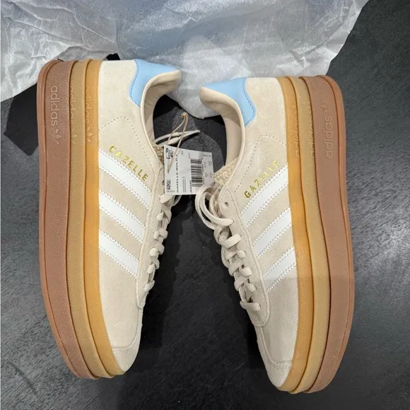 🆕👟⚽️Adidas⚽️👟Kids Gazelle Bold Blue/Tan/Gum Size 5