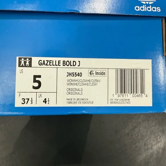 🆕👟⚽️Adidas⚽️👟Kids Gazelle Bold Blue/Tan/Gum Size 5