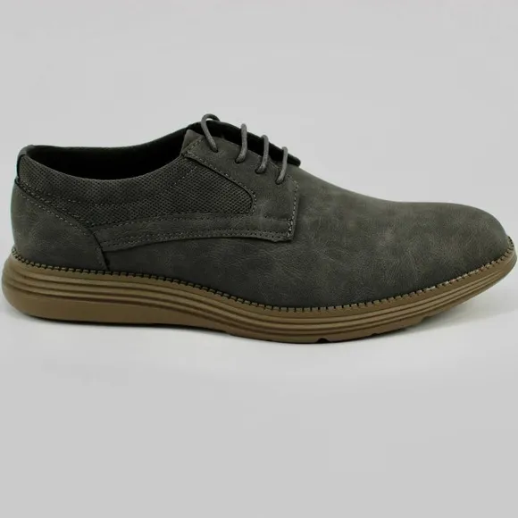 Adolfo Gianluca Plain Toe Casual Oxford Shoes Size 8.5 Grey Faux Leather NEW