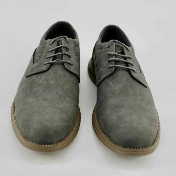 Adolfo Gianluca Plain Toe Casual Oxford Shoes Size 8.5 Grey Faux Leather NEW