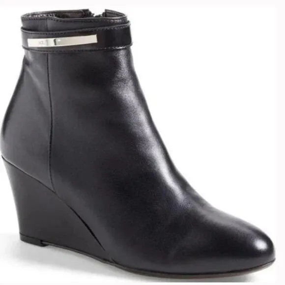 AGL Attilio Giusti Leombruni | Women’s Wedge Leather Bootie Black Heels Boots 38