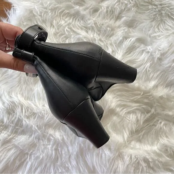 AGL Attilio Giusti Leombruni | Women’s Wedge Leather Bootie Black Heels Boots 38