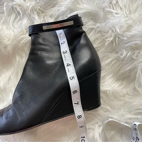 AGL Attilio Giusti Leombruni | Women’s Wedge Leather Bootie Black Heels Boots 38