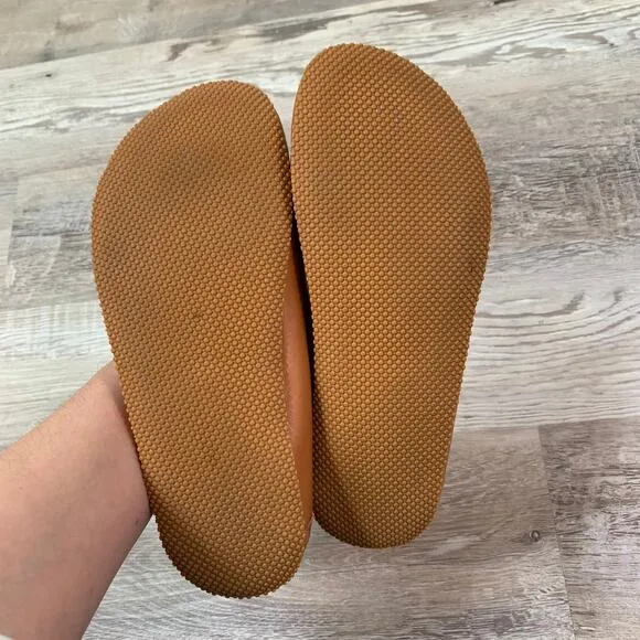 Aintap Brown Handmade Smooth Leather Barefoot Ballet Flat Shoes- Size 11