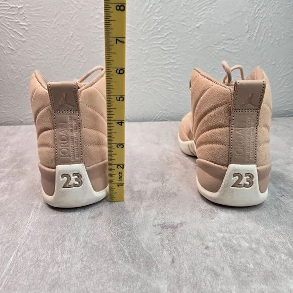 Air Jordan 12 Retro Sneakers Womens 8 Tan Suede Gold Athletic Streetstyle Shoes