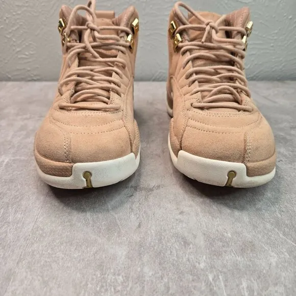 Air Jordan 12 Retro Sneakers Womens 8 Tan Suede Gold Athletic Streetstyle Shoes