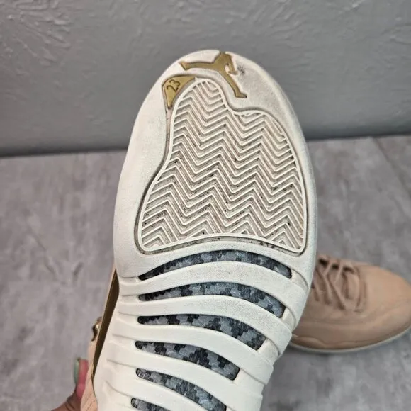 Air Jordan 12 Retro Sneakers Womens 8 Tan Suede Gold Athletic Streetstyle Shoes