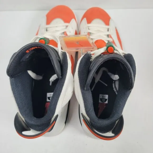 Air Jordan 6 Retro Gatorade Men's White Orange Sneakers 384664-145 US Size 12