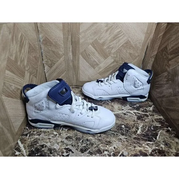 Air jordan 6 retro Midnight Navy Women's Hi-top White Shoes Size 8.5.  002