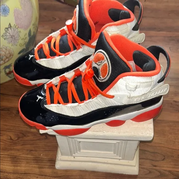 AIR JORDAN Black and Orange Athletic Shoes