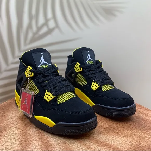 Air Jordan Men's Black and Yellow Sneakers Thunder 2023 Man’s Size 9
