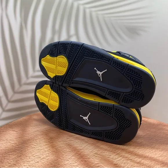 Air Jordan Men's Black and Yellow Sneakers Thunder 2023 Man’s Size 9