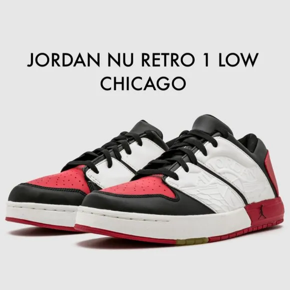 Air Jordan NU Retro 1 Low Chicago Varsity Red Black White Mens Shoes Sneakers