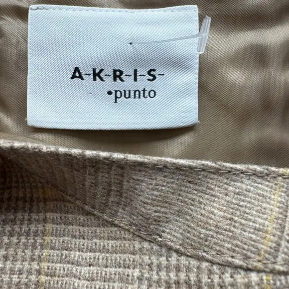AKRIS PUNTO Tan Sleeveless Check Wool Midi Dress Size Medium