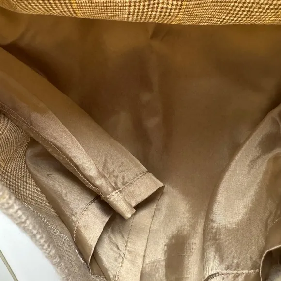 AKRIS PUNTO Tan Sleeveless Check Wool Midi Dress Size Medium